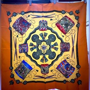 Hermes Vintage Les Tambours Silk Scarf